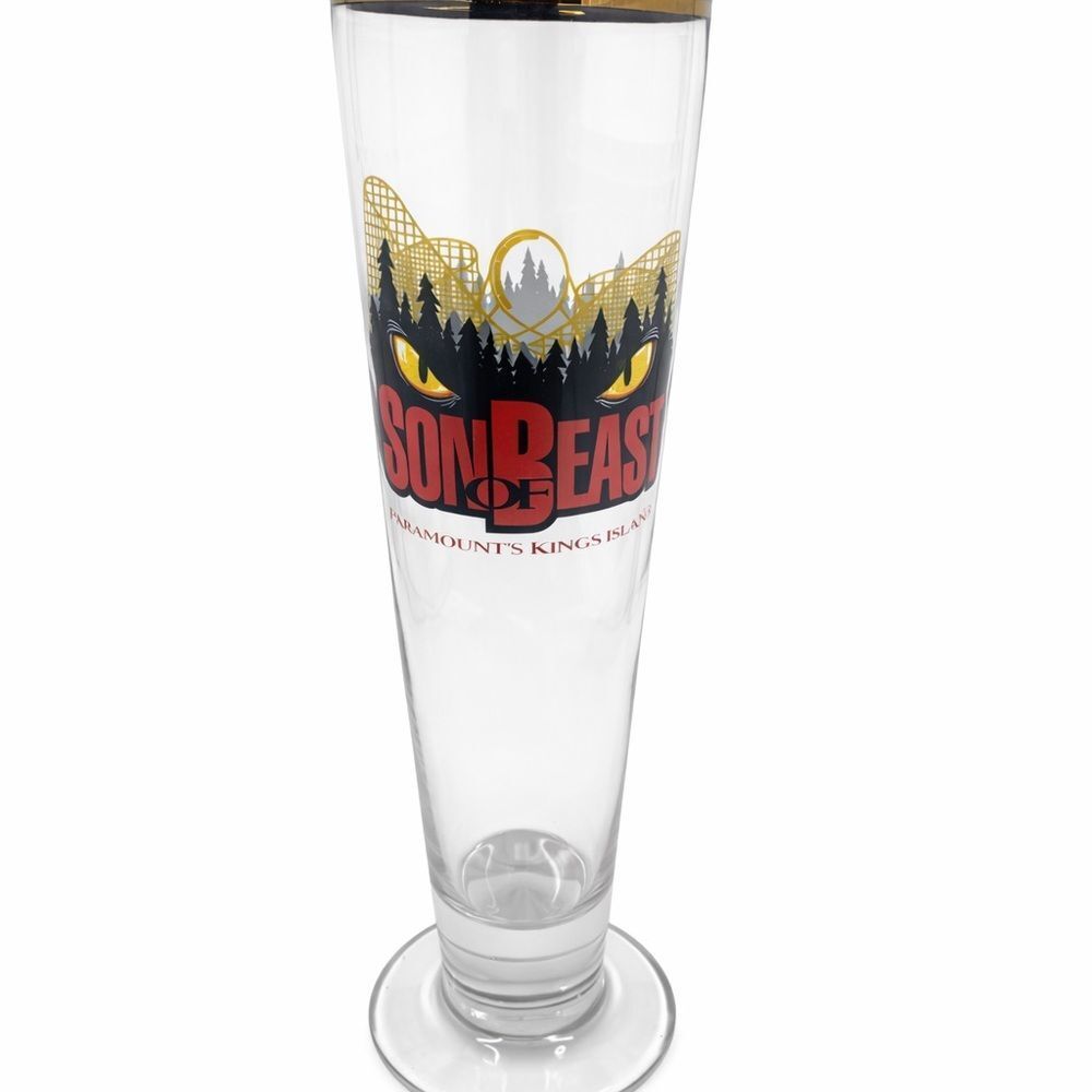 Kings Island Son of Beast Roller Coaster Amusement Park Pilsner Glass Paramount